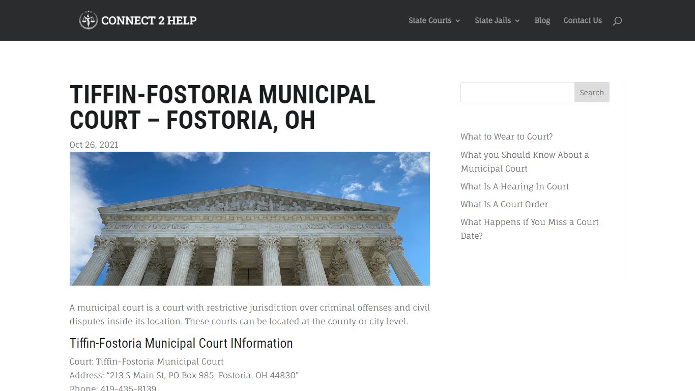 Tiffin-Fostoria Municipal Court - Fostoria, OH - Connect 2 Help